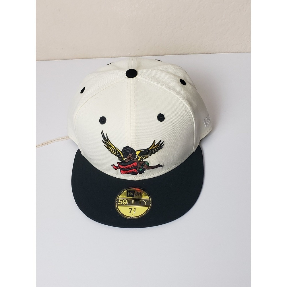 Denim Tears x New Era 59FIFTY Fitted Hat White Black Angel  7 3/8 Designer